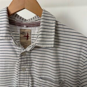 Relwen Men's White Striped Polo Shirt